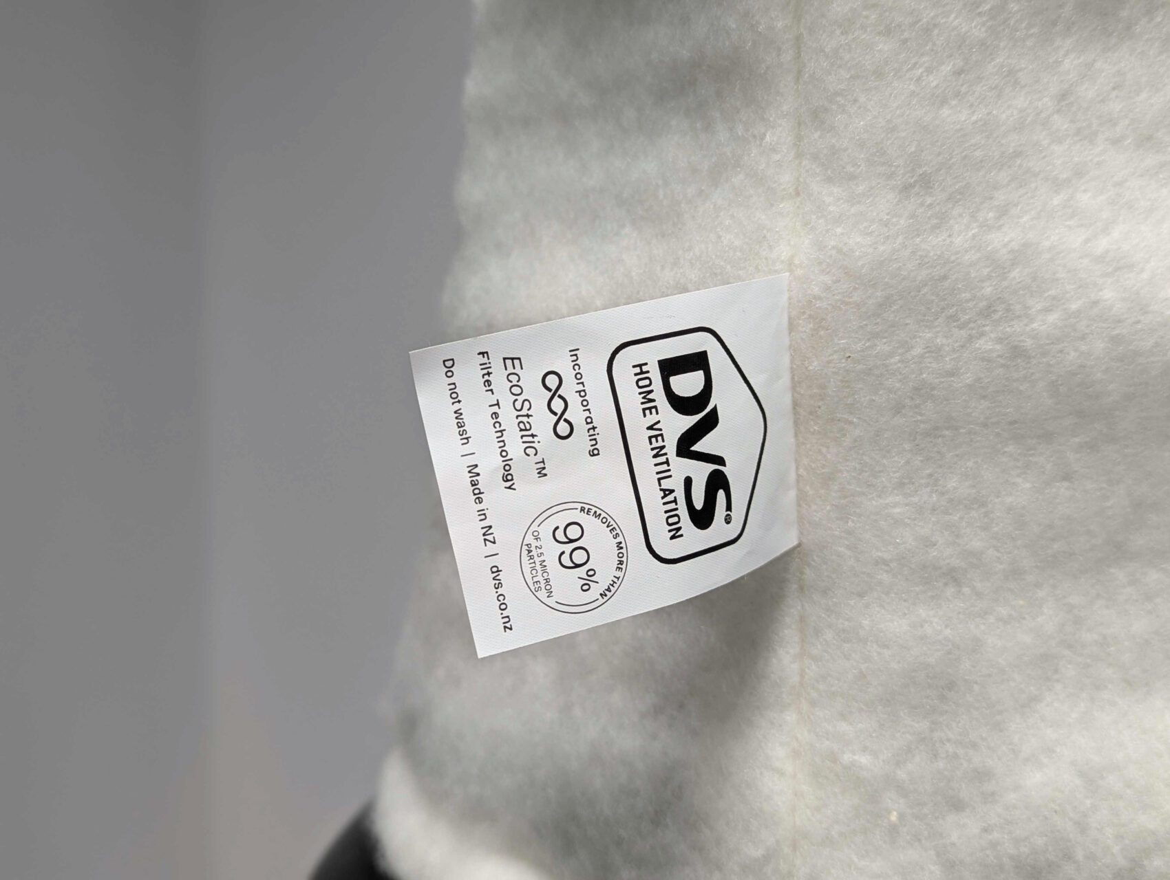 DVS label closeup Lanaco EcoStatic horizontal